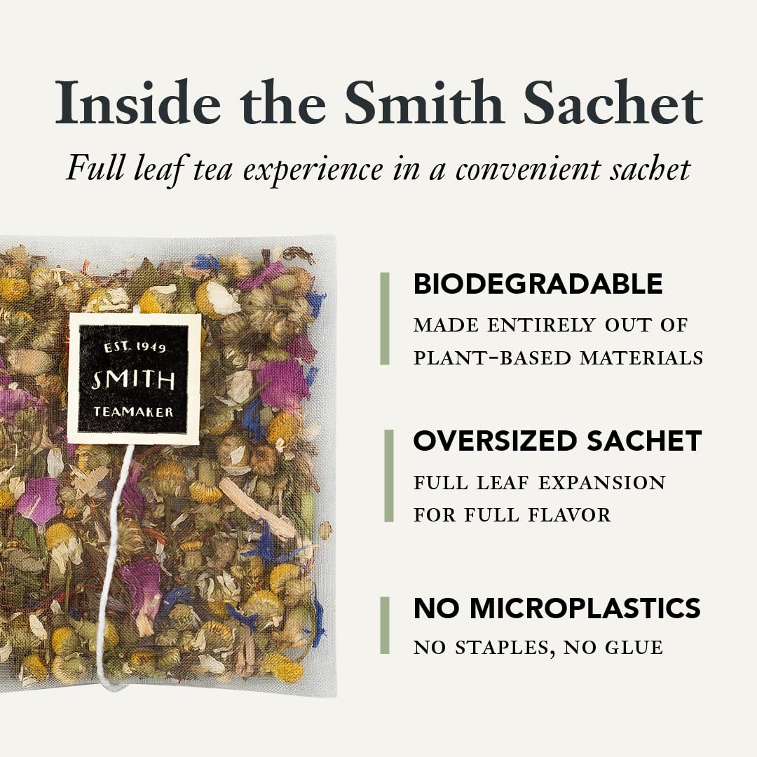 Steven Smith Teamaker Meadow No. 67, Chamomile, Rooibos, Hyssop & Rose Petals, Herbal Tea Blend, Caffeine-Free, Sugar-Free, Sustainably Grown, Tea Bags, 15 Sachets, 0.85Oz Each