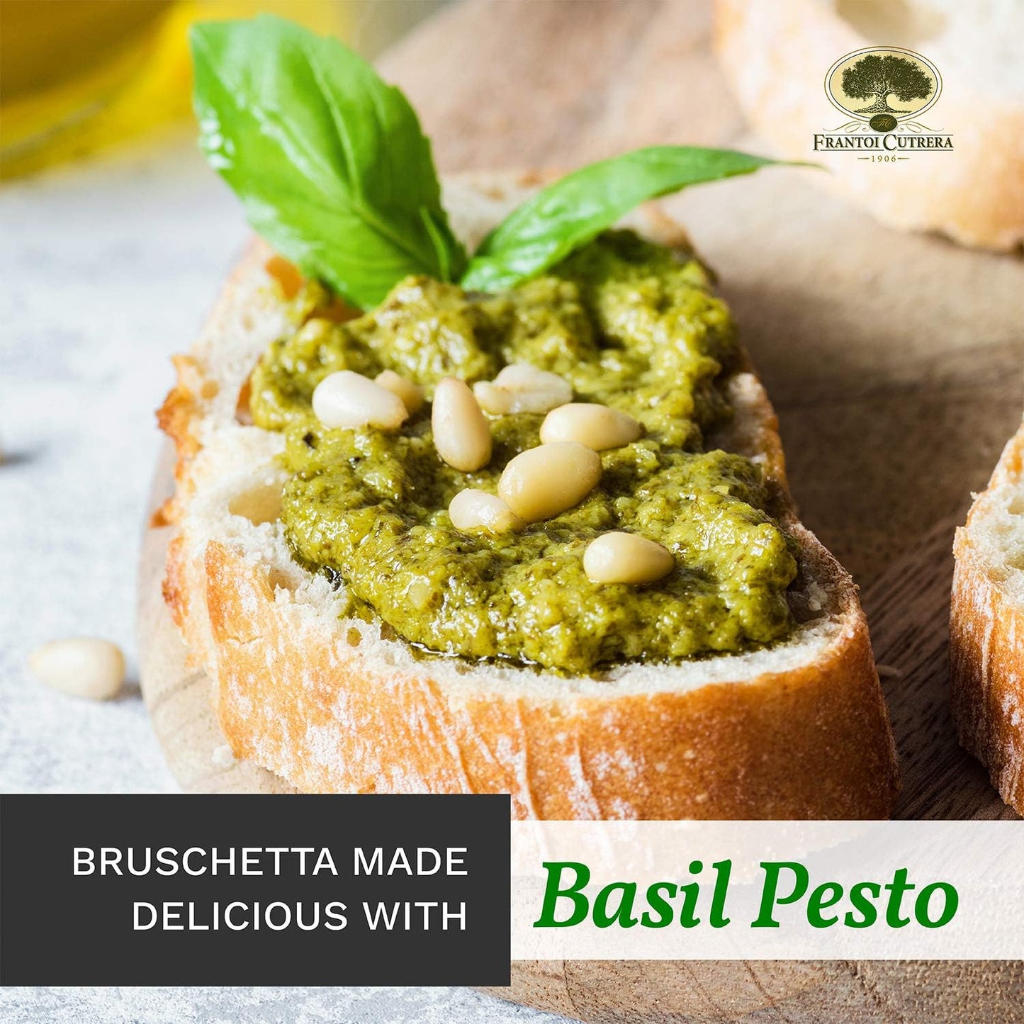 Frantoi Cutrera Classic Basil Pesto Sauce For Pasta And Bruschetta Topping, Creamy Italian Spread With Basil, Pistachio, Almonds