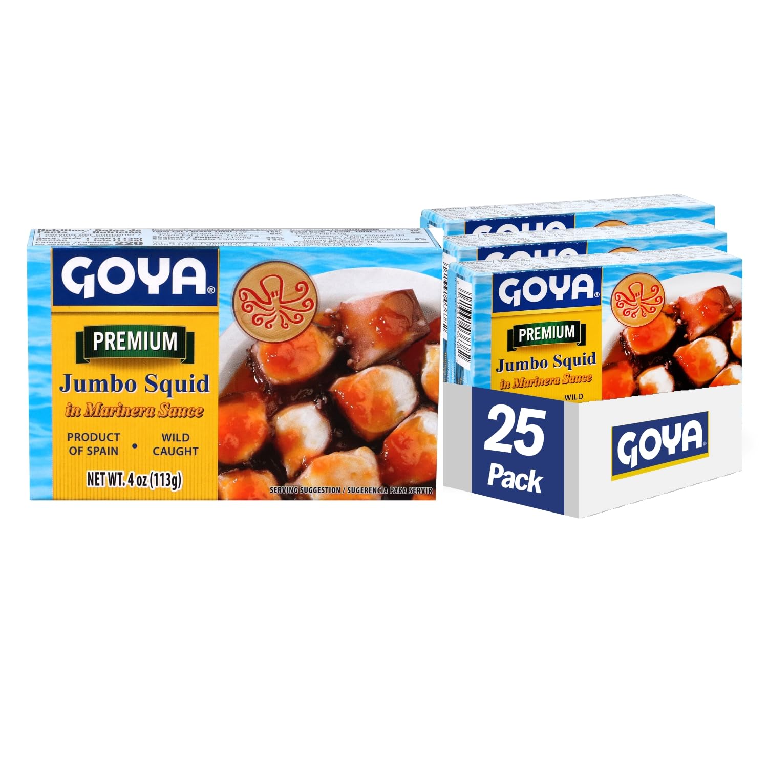 Goya Foods Octopus Style Squid Pieces In Marinara Sauce  4 Ounce (Pack Of 25)