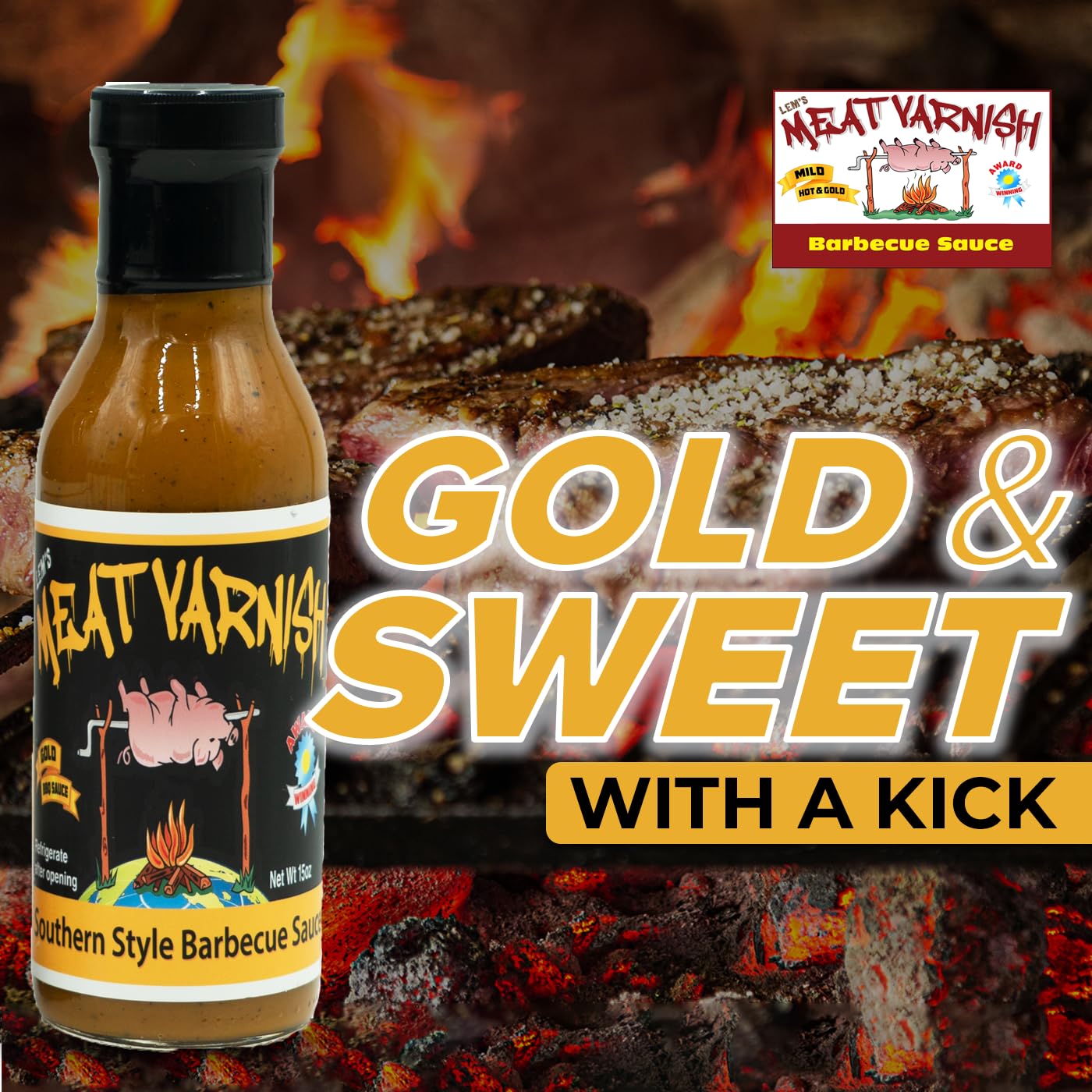 Lems Meat Varnish Gold Mustard BBQ Sauce - Gluten Free, Award Winning - 12 oz Bottle (Mustard 2 Pack)