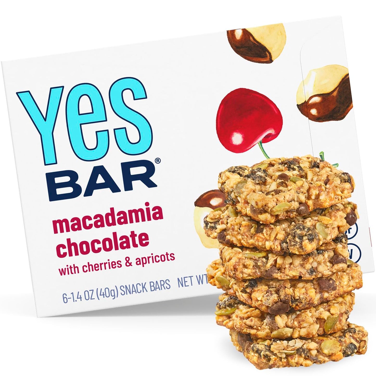 The YES Bar - Macadamia Chocolate - Plant Based Protein  Decadent Snack Bar - Vegan  Paleo  Gluten Free  Dairy Free  Low Sugar  Healthy Snack  Breakfast  Low Carb  Keto Friendly (Pack of 6)