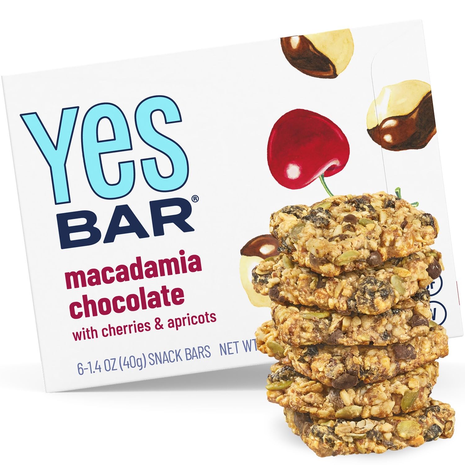 The YES Bar - Macadamia Chocolate - Plant Based Protein  Decadent Snack Bar - Vegan  Paleo  Gluten Free  Dairy Free  Low Sugar  Healthy Snack  Breakfast  Low Carb  Keto Friendly (Pack of 6)