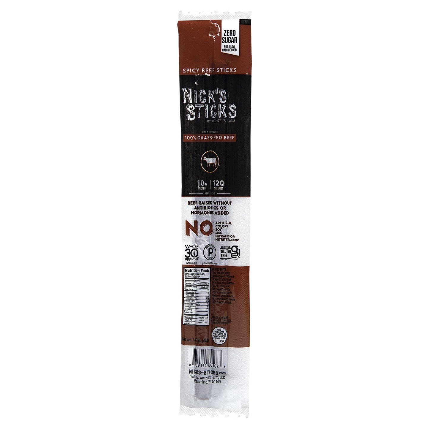 Nick'S Sticks Clean & Balanced 100% Grass-Fed Spicy Beef Snack Sticks | Made In The Usa | Gluten Free | Paleo, Keto, Whole30 App