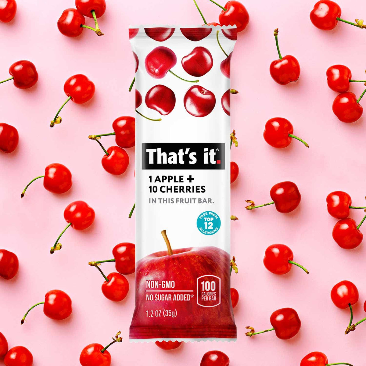Thats it. Apple + Cherry 100% Natural Real Fruit Bar, Best High Fiber Vegan, Gluten Free Healthy Snack, Paleo for Children & Ad