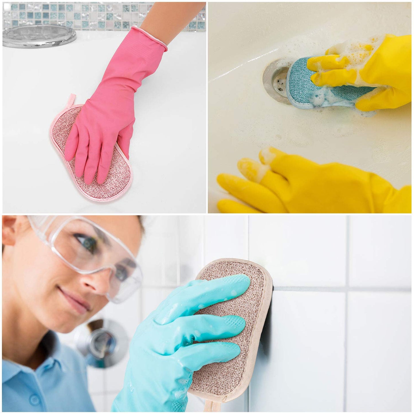 Boao 10 Pieces Reusable Sponges Kitchen Non Scratch Microfiber Sponge Scrubber Reusable Scouring Pads For Kitchen Cleaning Dishes And Pots(Mixed Colors)