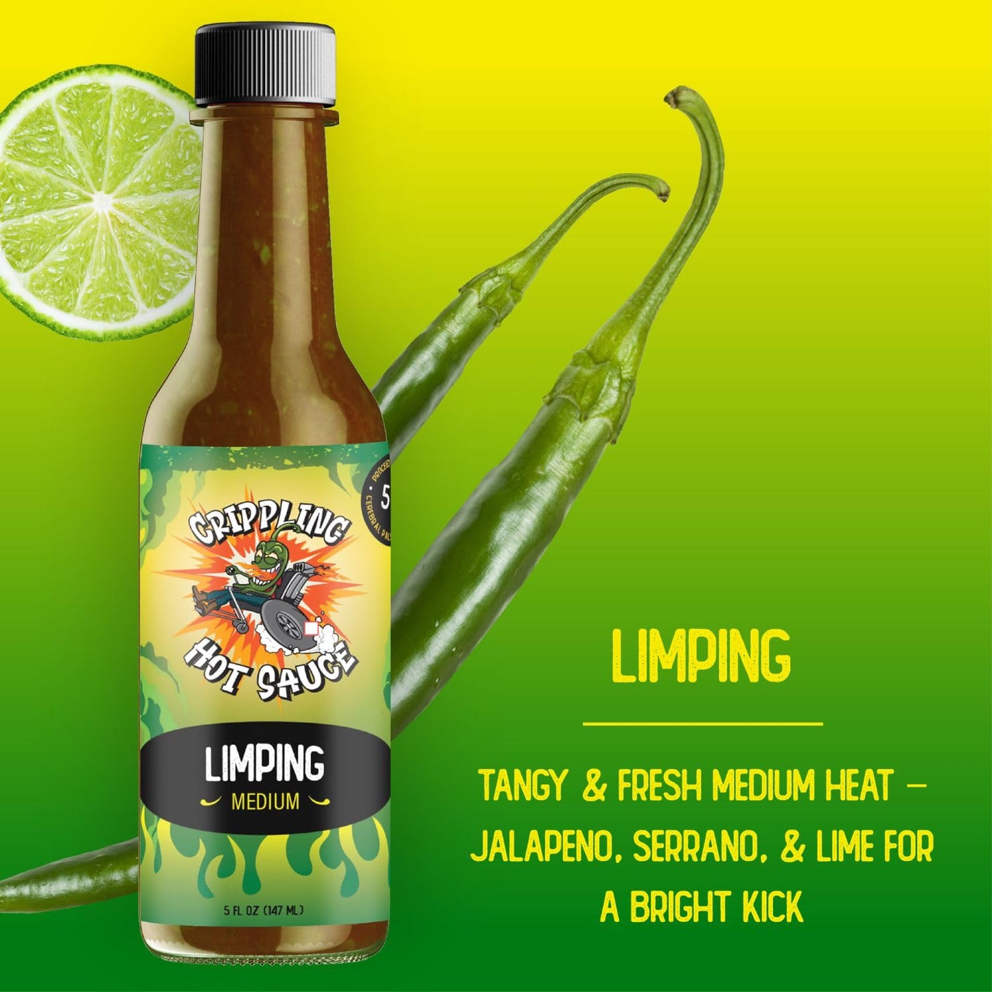 Crippling Hot Sauce Variety Pack - 5 Gourmet Hot Sauces - Smoky, Tangy, Fiery, Sweet, And Savory - Hot Sauce For Grilling, Tacos, Burgers & More - Hot Sauce Gift Set - 5% Proceeds For Cerebral Palsy (5 Pack, Crippling Decisions Variety Pack)