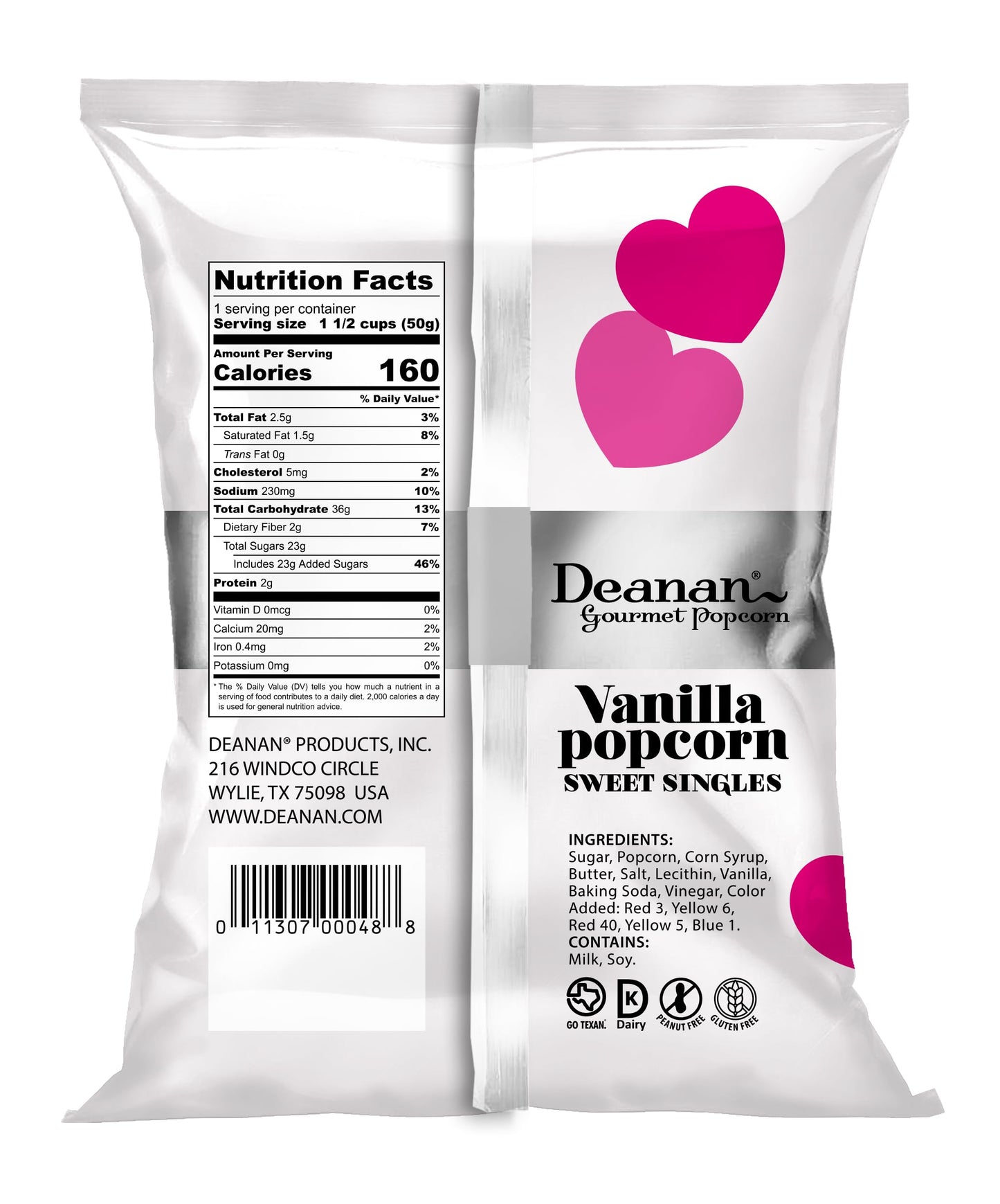 Deanan Hearts Vanilla Popcorn 12 Count (1.5 Cup Ea)