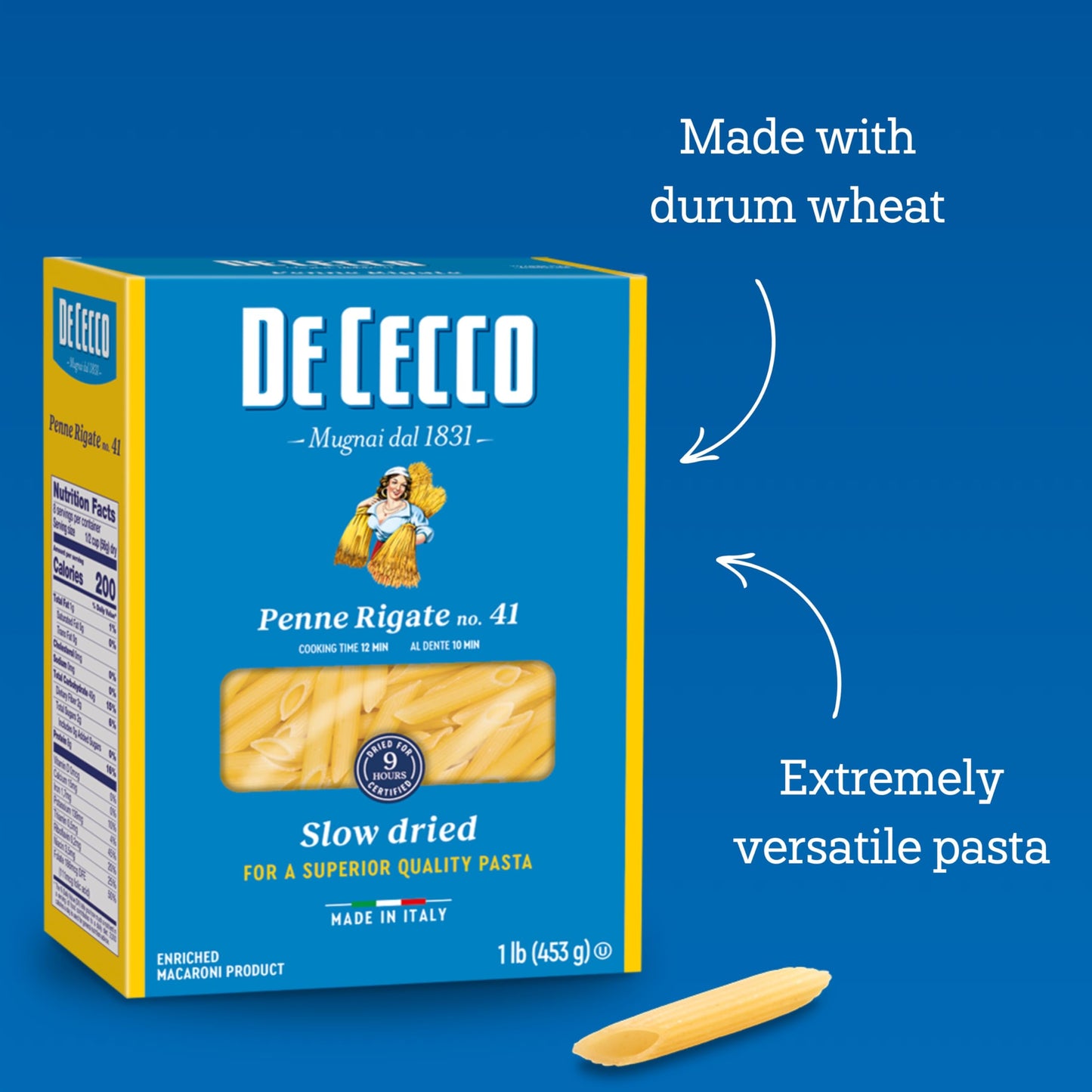 De Cecco, Pasta Penne Rigate, 16 Oz, (Pack Of 12)
