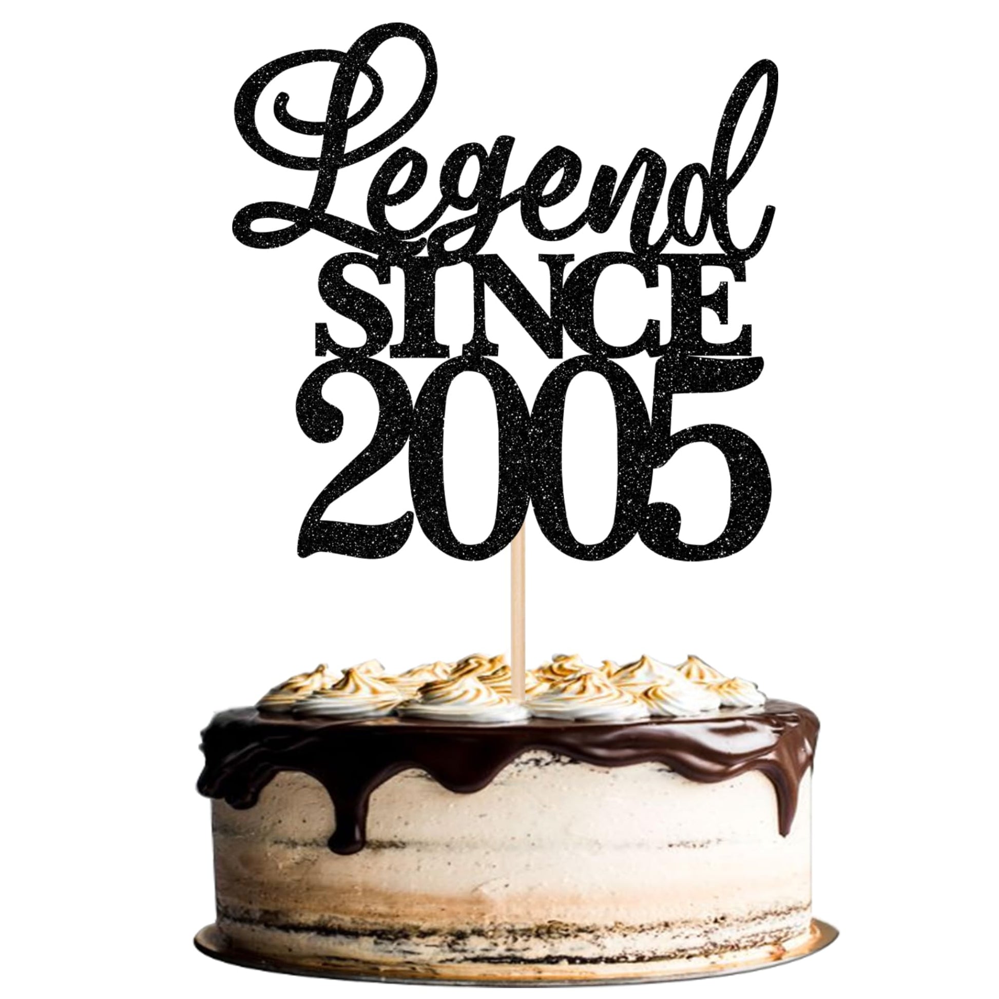 Rsstarxi 1 Pack Legend Since 2005 Cake Topper Glitter Happy 20Th Birthday Cake Topper Cheers To 20 Years Cake Decoration For Happy 20Th Birthday Wedding Anniversary Party Cake Decorations Black