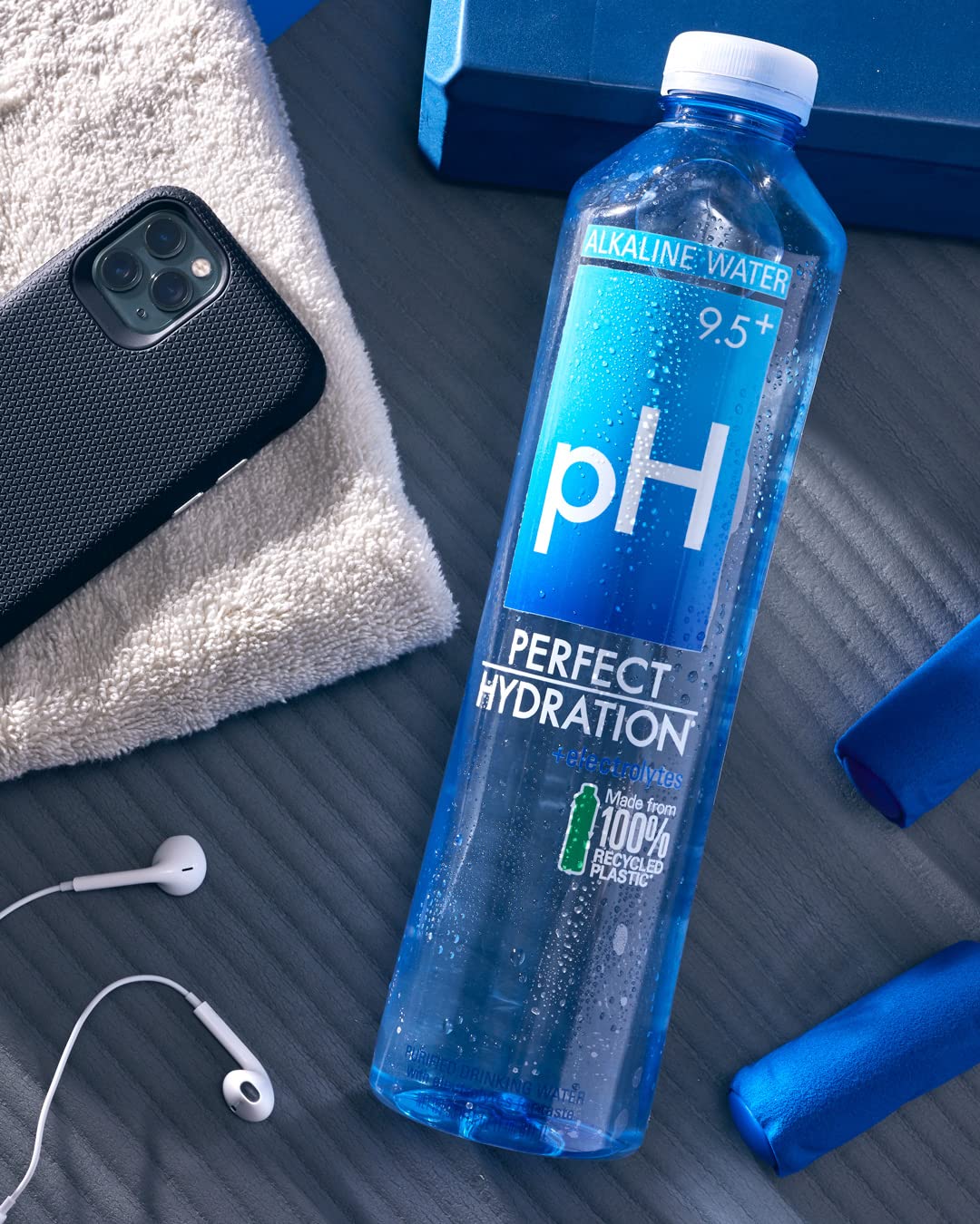 Perfect Hydration Alkaline Drinking Water - 9.5+ pH, Electrolyte Minerals, 12 pack of 1L Bottles, 100% Recycled, Clear