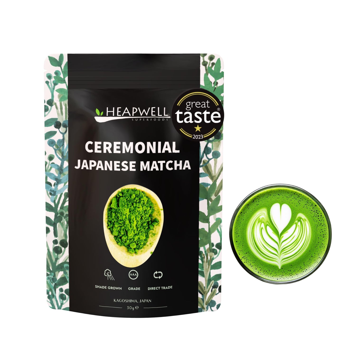 Heapwell Japanese Matcha - Premium Ceremonial Grade Tea, AAA Grade, 1.05oz (30g), Authentic Japanese Origin