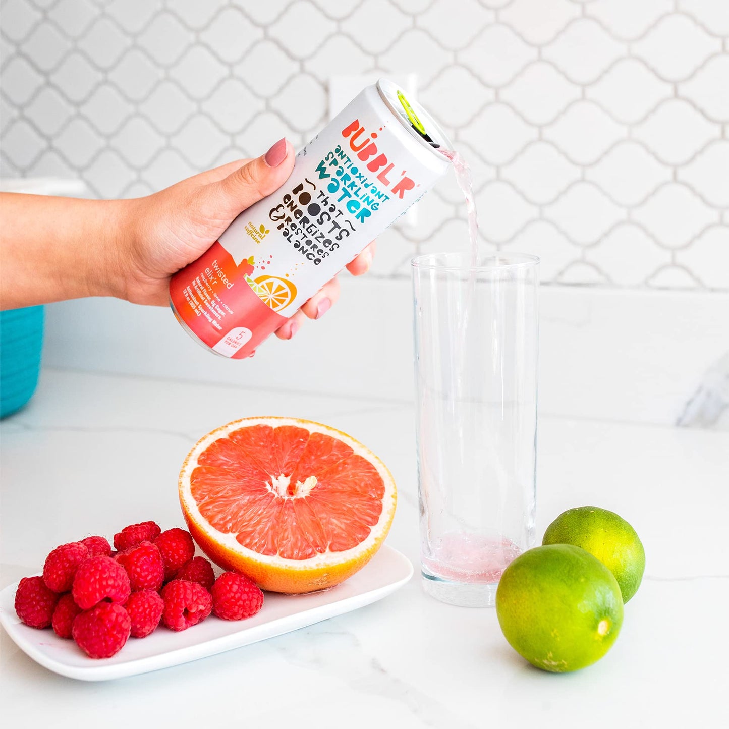 Bubblr Antioxidant Sparkling Water, Natural Caffeine, 0g Sugar, Gluten Free, 12 Fl Oz Cans, Pack of 12, Model WIC39923