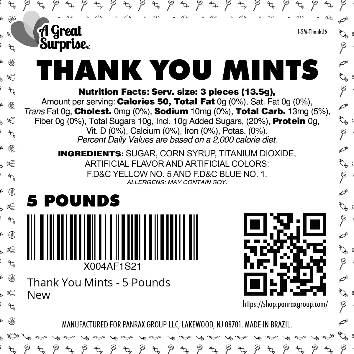 Thank You Hard Candy Mints - 5 Pounds - Individually Wrapped Spearmint - Sweets For Hospitality, Office Reception, Weddings, Gif