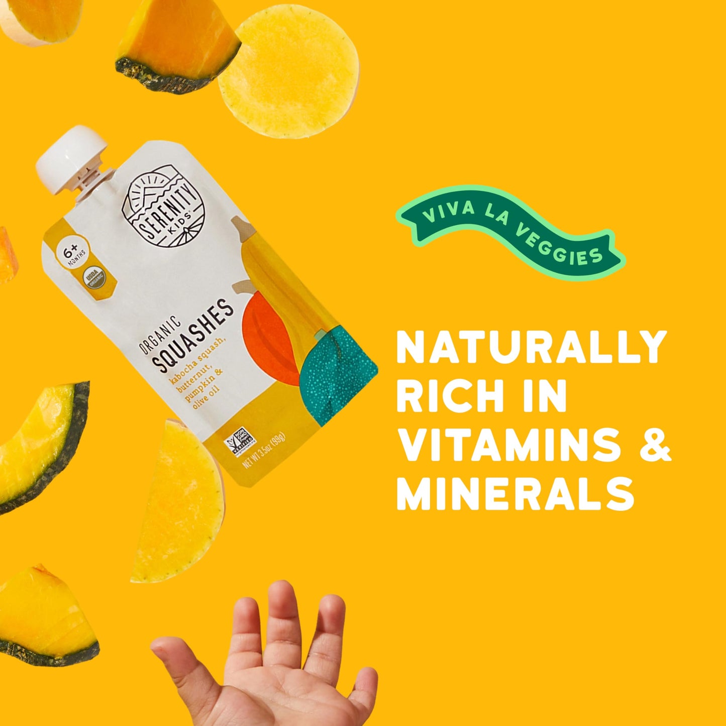 Serenity Kids 6+ Months Organic Veggie Puree Baby Food Pouches - Bpa-Free Pouches - No Added Sugar & Allergen-Free - Healthy Baby Snacks - 3.5 Oz, 6 Pack