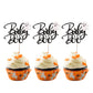 Rsstarxi Cupcake Toppers, 24 Pack Glitter Ghost Baby Boo Picks, 2.2x4.4 inches, Black, Model XM117-Black, Perfect for Halloween Parties