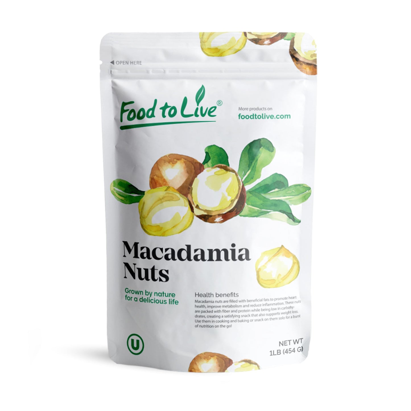Food to Live Macadamia Nut Halves & Pieces, 1 Pound - Raw, Shelled, Unsalted, Kosher, Vegan, Bulk. Keto Snack. Good Source of He