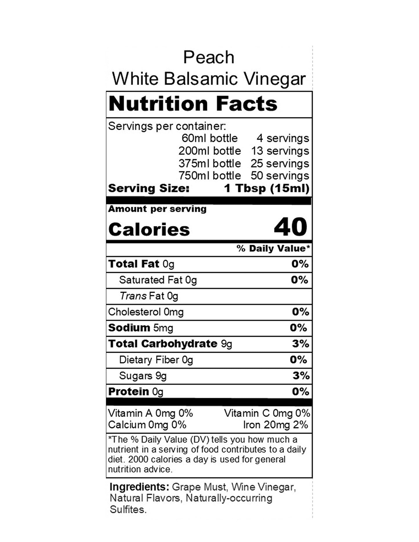 Viva Oliva Peach White Balsamic Vinegar, 375ml - Premium Quality, 100% Natural, Barrel Aged from Modena, Italy