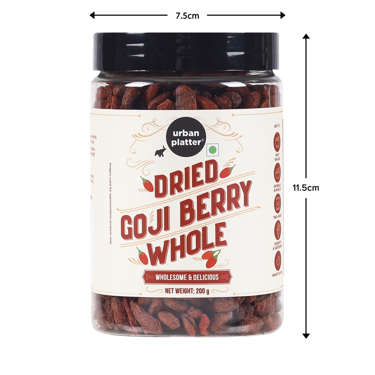 Urban Platter Goji Berries | 7.05 Oz (200G) | Dried Superfood Snack | Rich In Antioxidants & Fiber | Source Of Vitamin A & C | Gluten-Free & Non-Gmo | Perfect For Healthy Snacking, Oatmeal & Smoothies