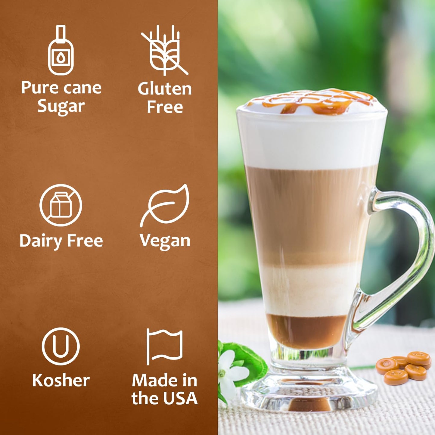 Syruvia Butterscotch Coffee Syrup - 25.4 Fl Oz Enhanced Coffee Flavoring Syrup - Kosher Coffee Syrups, Gluten Free, No Coloring, Perfect For Drinks, Soda, Shakes, And More With Pump