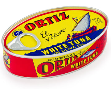 Ortiz Tuna in Olive Oil, 3.95oz Tin, Bulk Pack of 12 | Premium White Tuna, Rich Flavor, Perfect for Salads and Sandwiches