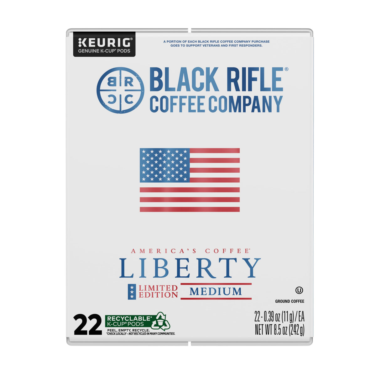 Black Rifle Coffee Company Liberty Roast Single Serve Coffee, Hazelnut & Brown Sugar, 22 Count, 1 Pack