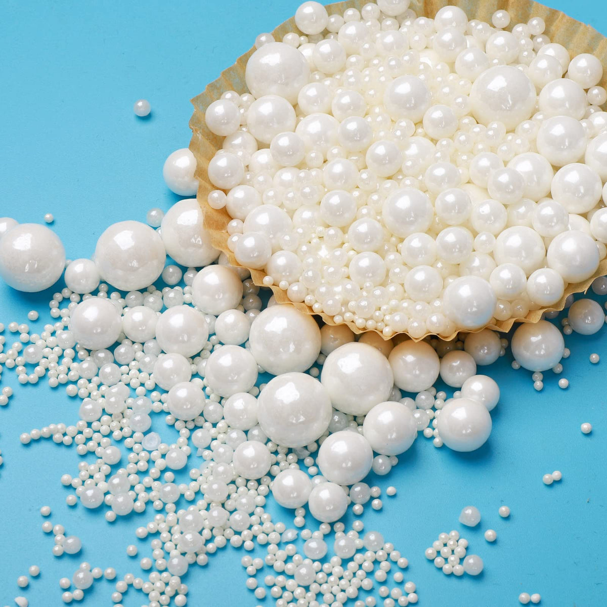 Edible White Pearl Sugar Sprinkles Candy 120G/ 4.2Oz Baking Cake Sprinkles Cupcake Toppers Ice Cream Toppings Cookie Decorations