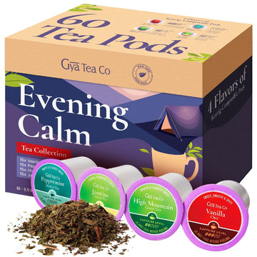 Gya Tea Co Evening Calm Tea Pod Collection Gift Set - 60 Count Assorted Flavors