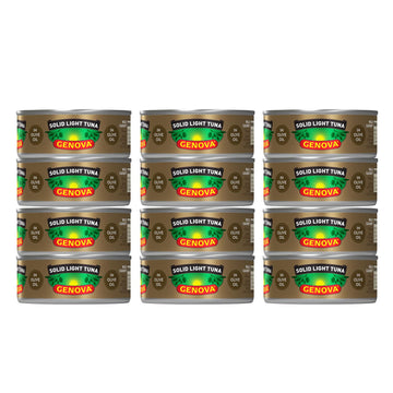Genova Solid Light Tuna In Olive Oil, 5 Ounce Cans (Pack Of 12), Wild Caught Canned Tuna