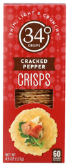 34 Degrees Cracked Pepper Crisps, Thin Light & Crunchy Crisps, 4.5 Oz (Pack of 12)