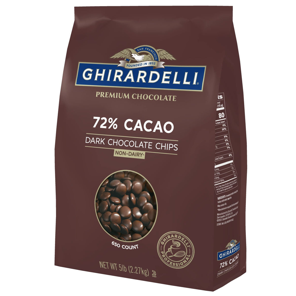 Ghirardelli Dark Chocolate Chips, 72% Cacao, 5 lb Bag (Pack of 2)