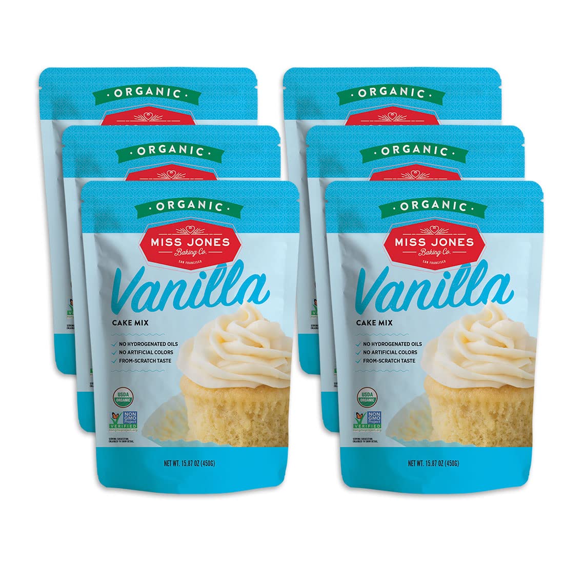 Miss Jones Baking Organic Yellow Cake And Cupcake Mix, Non-Gmo, Vegan-Friendly, Moist And Fluffy: Vanilla (Pack Of 6)