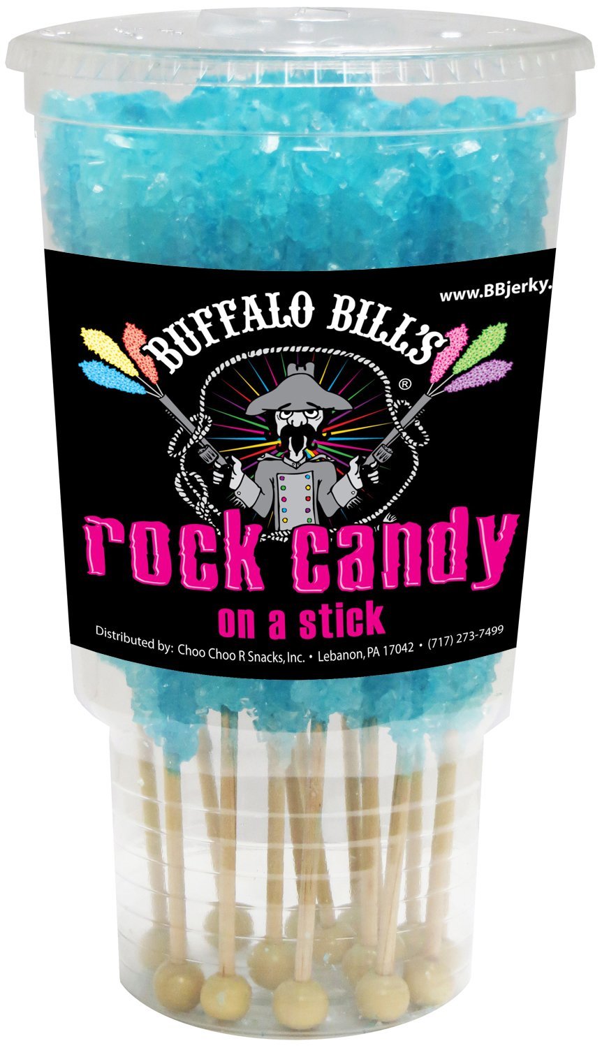 Buffalo Bills Cotton Candy (Light Blue) Rock Candy On A Stick (12-Ct Cup Rock Candy Crystal Sticks)