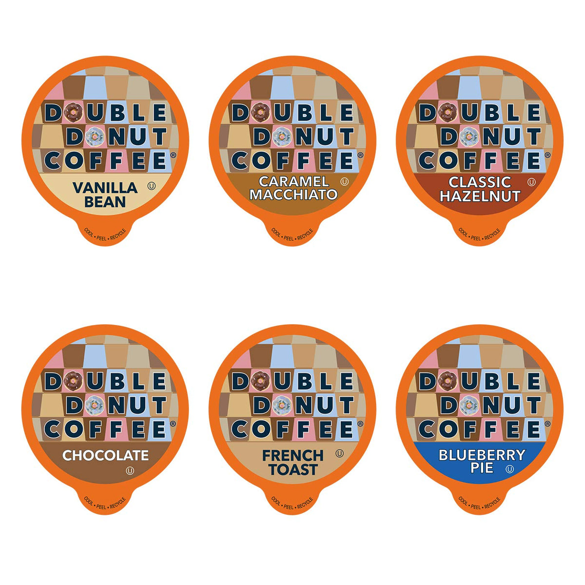 Double Donut Flavored Coffee Variety Pack, Flavored Coffee Pods, Including Hazelnut, Caramel, Chocolate Coffee & More, Single Se