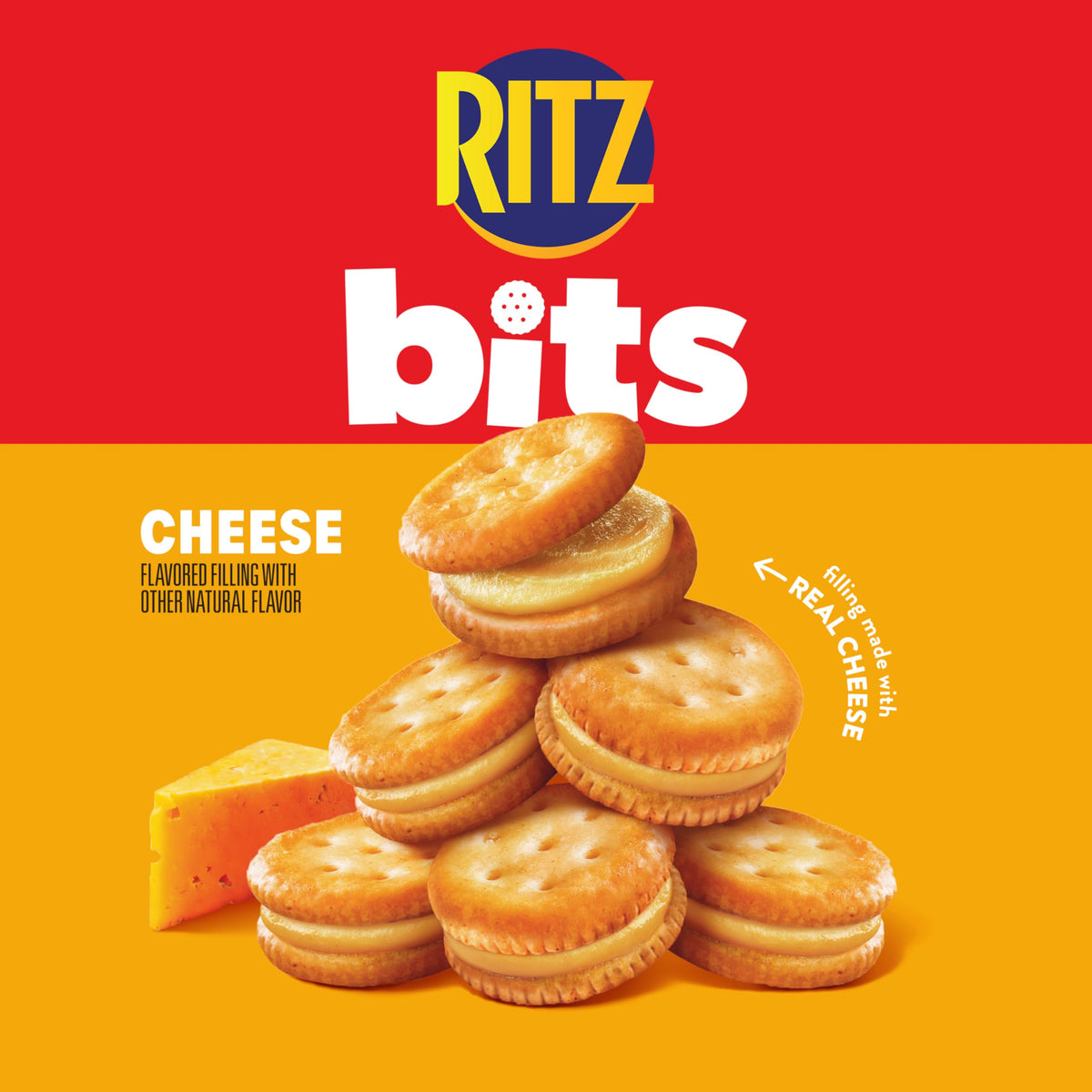 RITZ Bits Cheese Sandwich Crackers, Snacks for Kids and Adults, Bulk Lunch Snacks, 12 - 8.8 oz Boxes