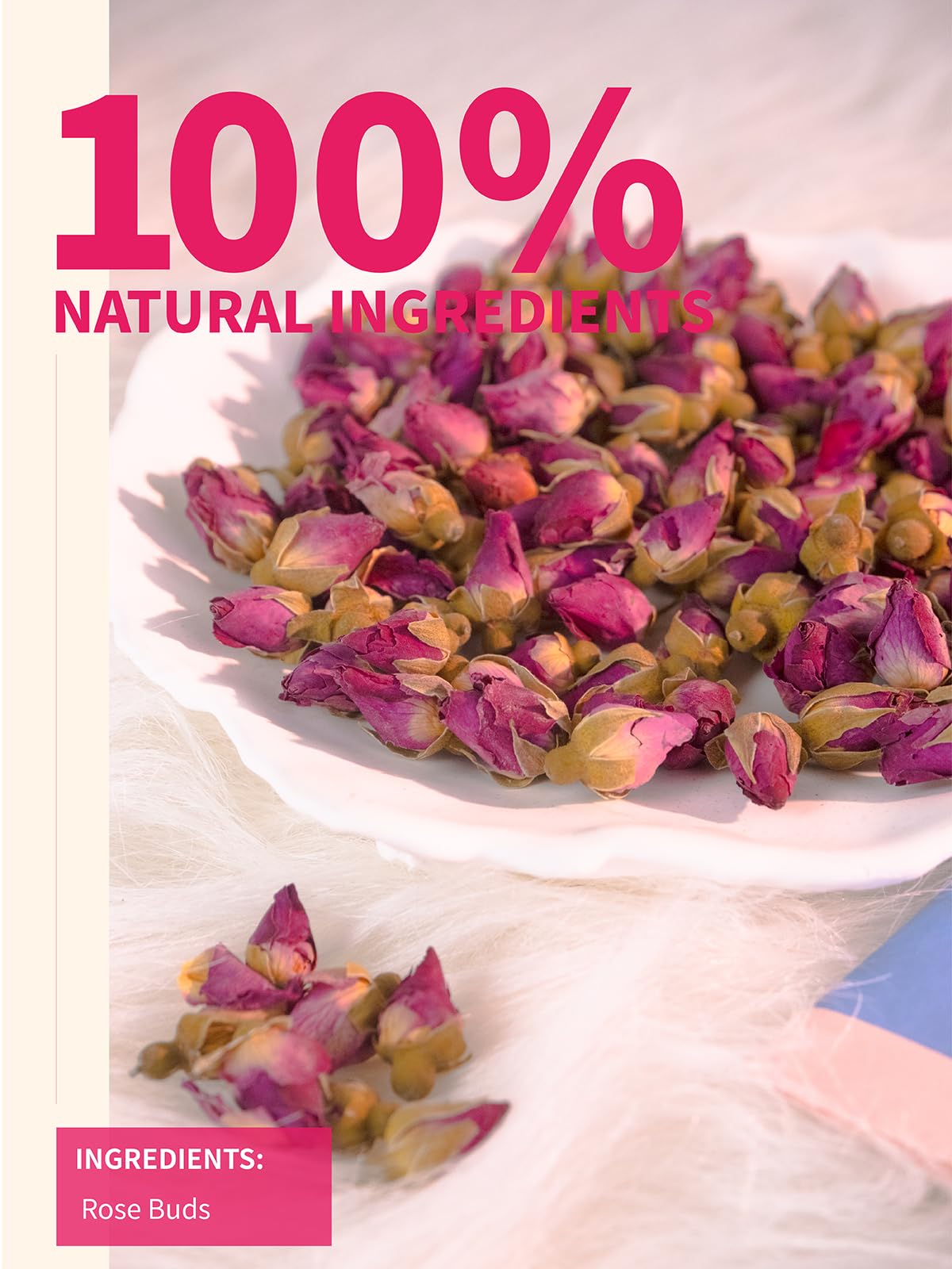 TeeLux Rose Buds Tea, Natural Dried Herbal Tea, Culinary Food Grade, 5.3oz