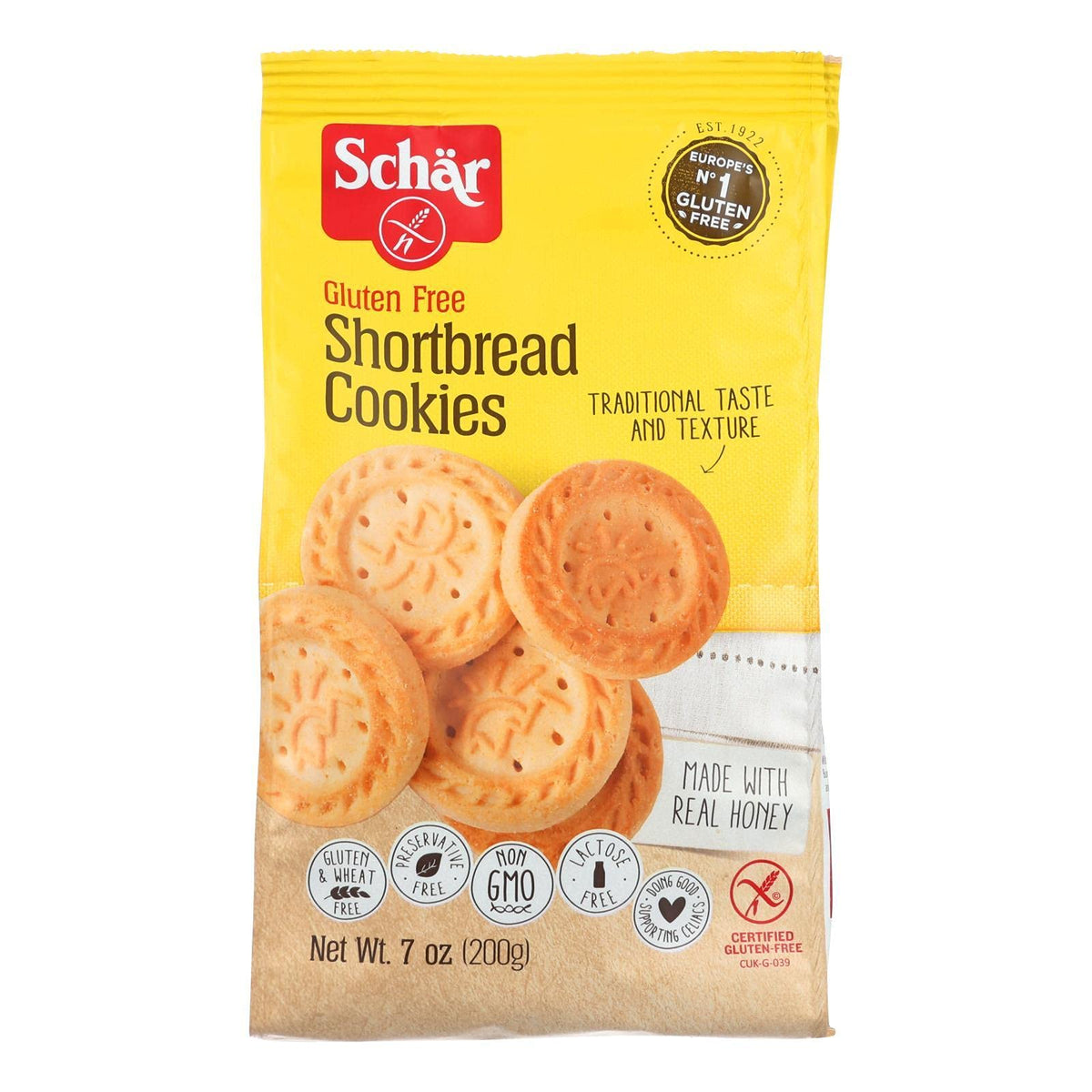 Schr Gluten Free Shortbread Cookies, 7 oz. (Pack of 12)