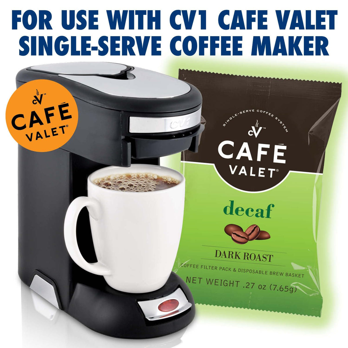 Caf   Valet DECAF Dark Roast Single Serve Coffee Packets - 84 Count - For Use with Caf   Valet Single Serve Cofee Makers - Dispo