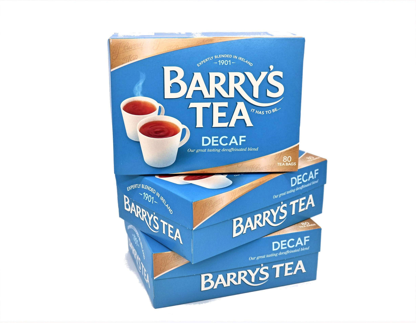 Barrys Tea Decaf Blend, 80 Teabags (3 Pack) - Fresh from Ireland, Caffeine-Free Tea