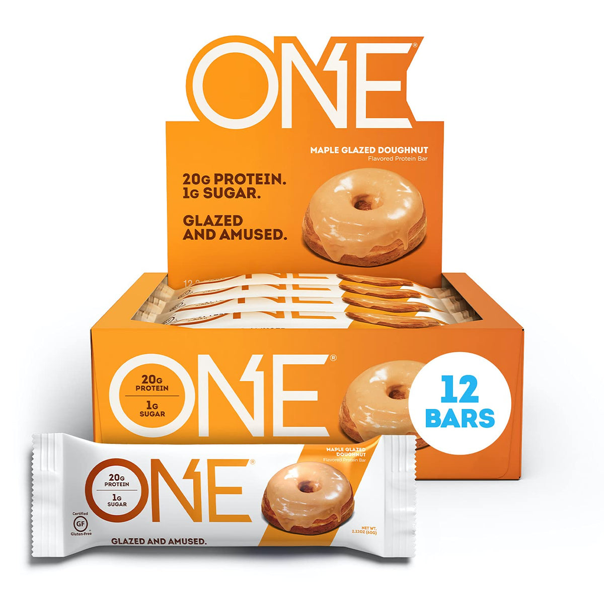 One Protein Bars, Maple Glazed Doughnut, Gluten-Free Protein Bar With 20G Protein And Only 1G Sugar, Snacking For High Protein D