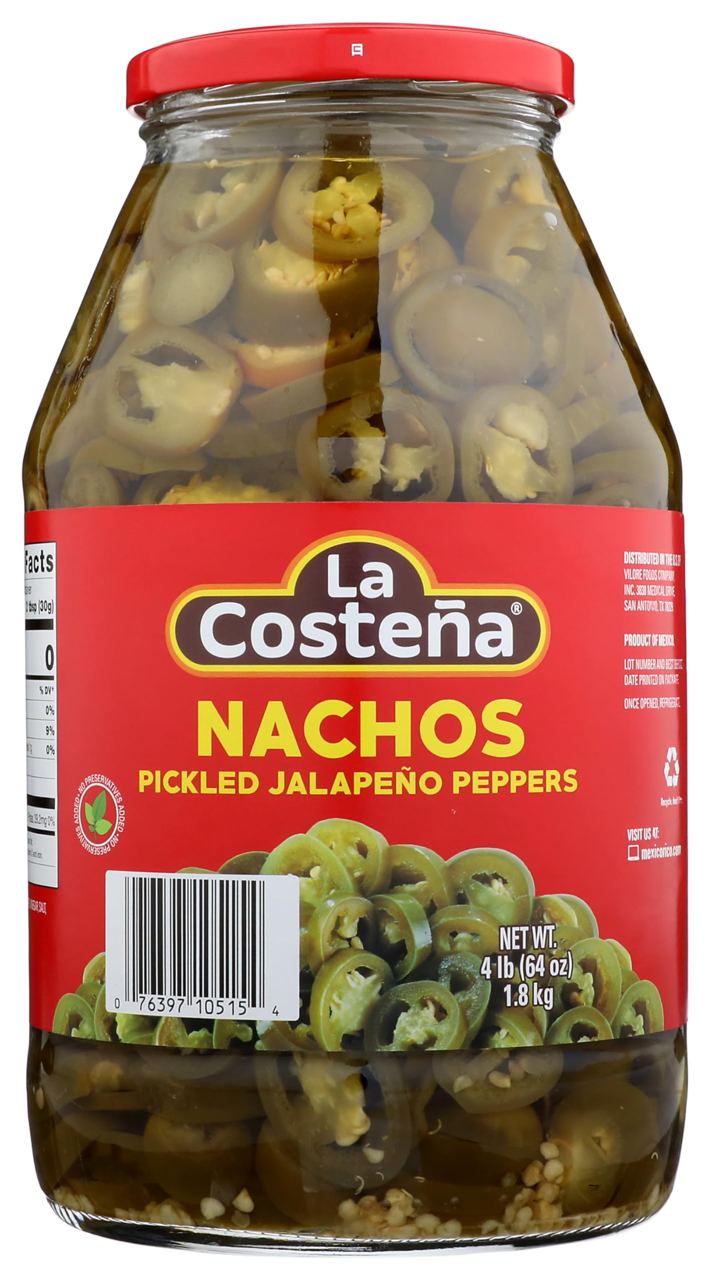 La Costea Nacho Sliced Pickled Jalapeos, 64 Oz Jar