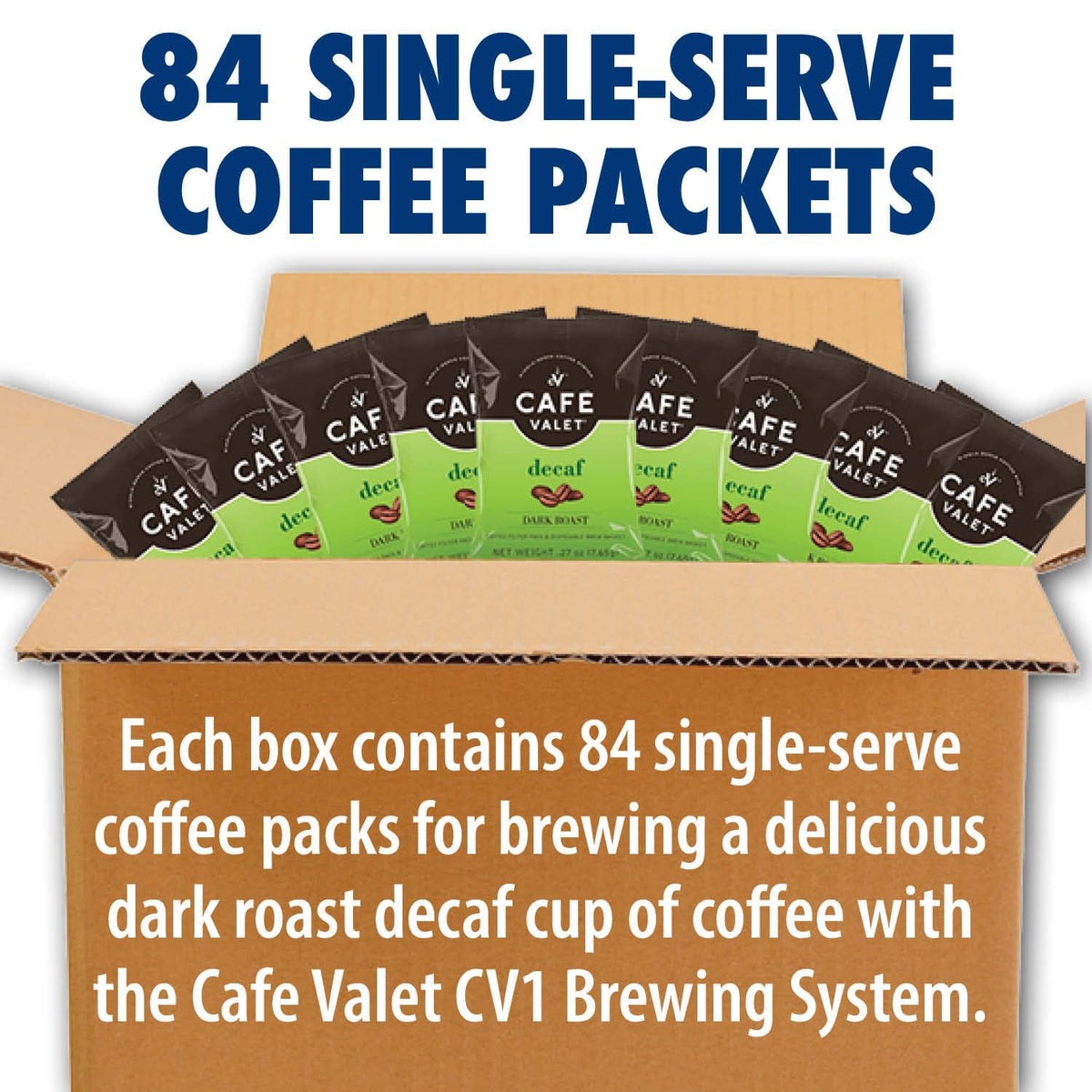 Caf   Valet DECAF Dark Roast Single Serve Coffee Packets - 84 Count - For Use with Caf   Valet Single Serve Cofee Makers - Dispo