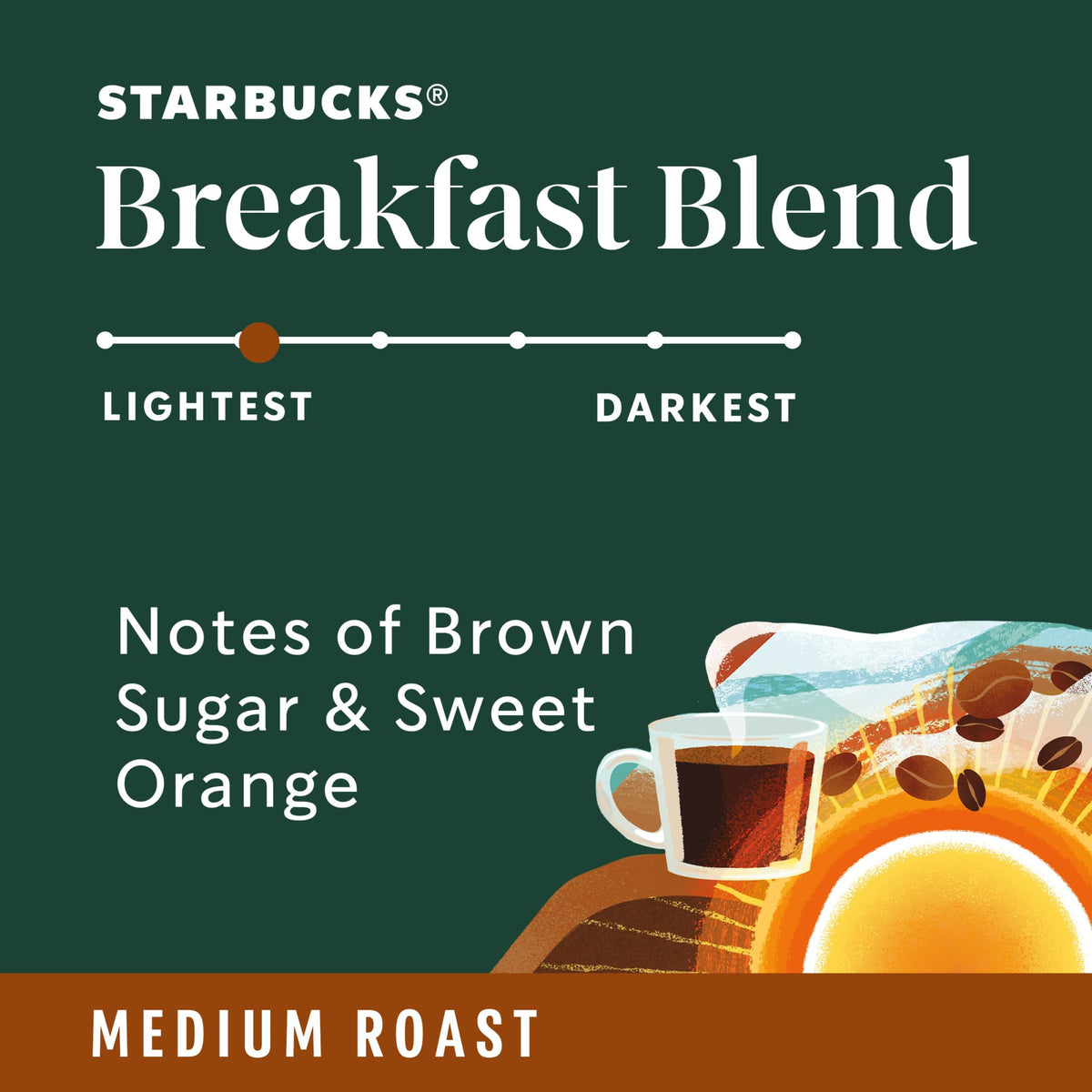Starbucks Ground Coffee Breakfast Blend, Medium Roast, 12 oz each, Pack of 6, 100% Arabica