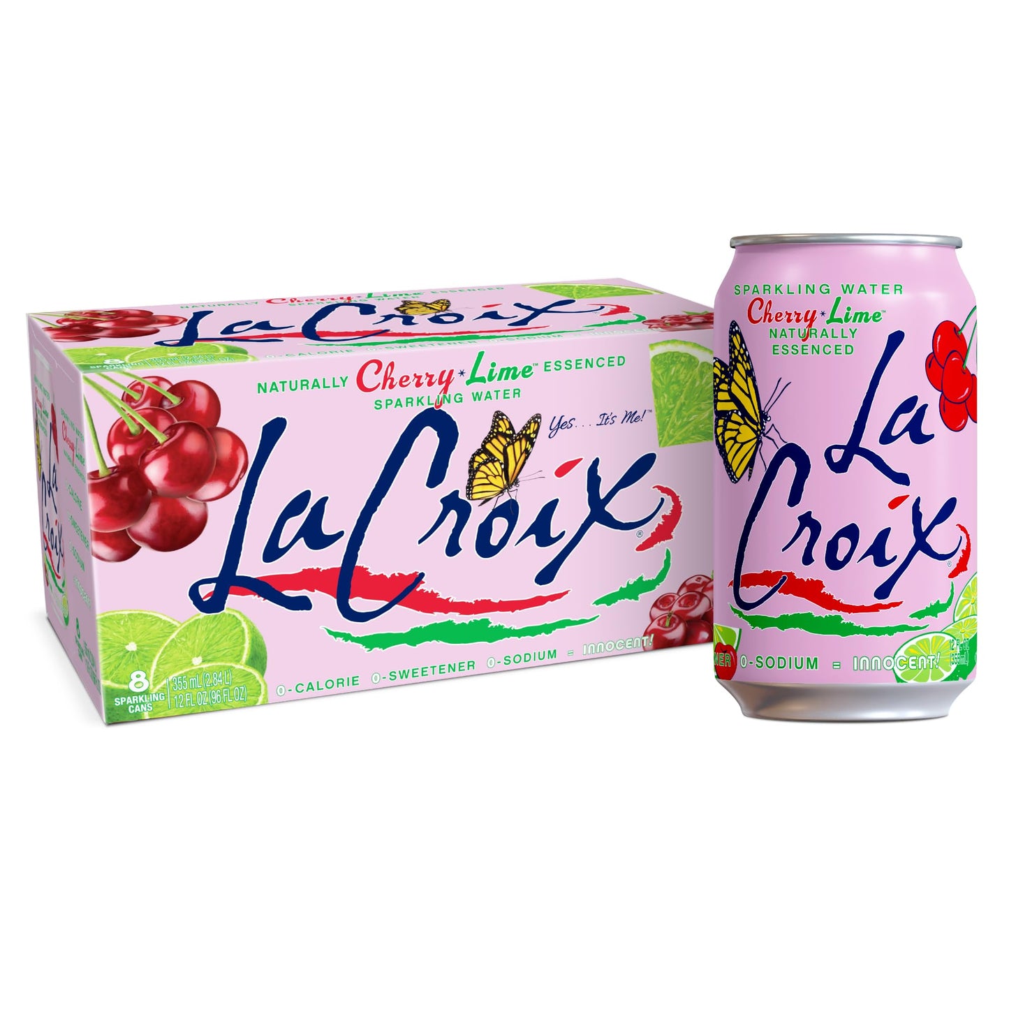 La Croix Sparkling Water  Cherry Lime  8-Pack Zero Sugar  Zero Calories  Zero Sodium