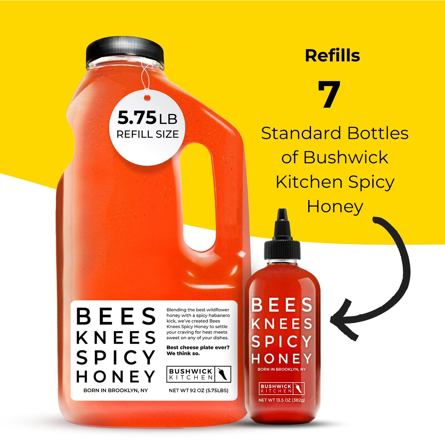 Bees Knees Spicy Hot Honey Bulk Bottle, Raw Honey for Tea, Sweet with a Kick, Infused with Habanero Peppers & Made in the USA, P