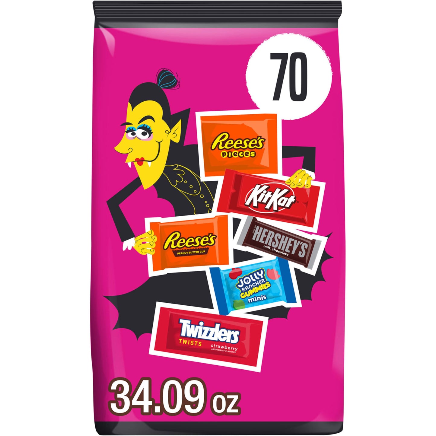 HERSHEYS Assorted Flavored, Halloween Candy Bulk Bag, 34.09 oz (70 Pieces)