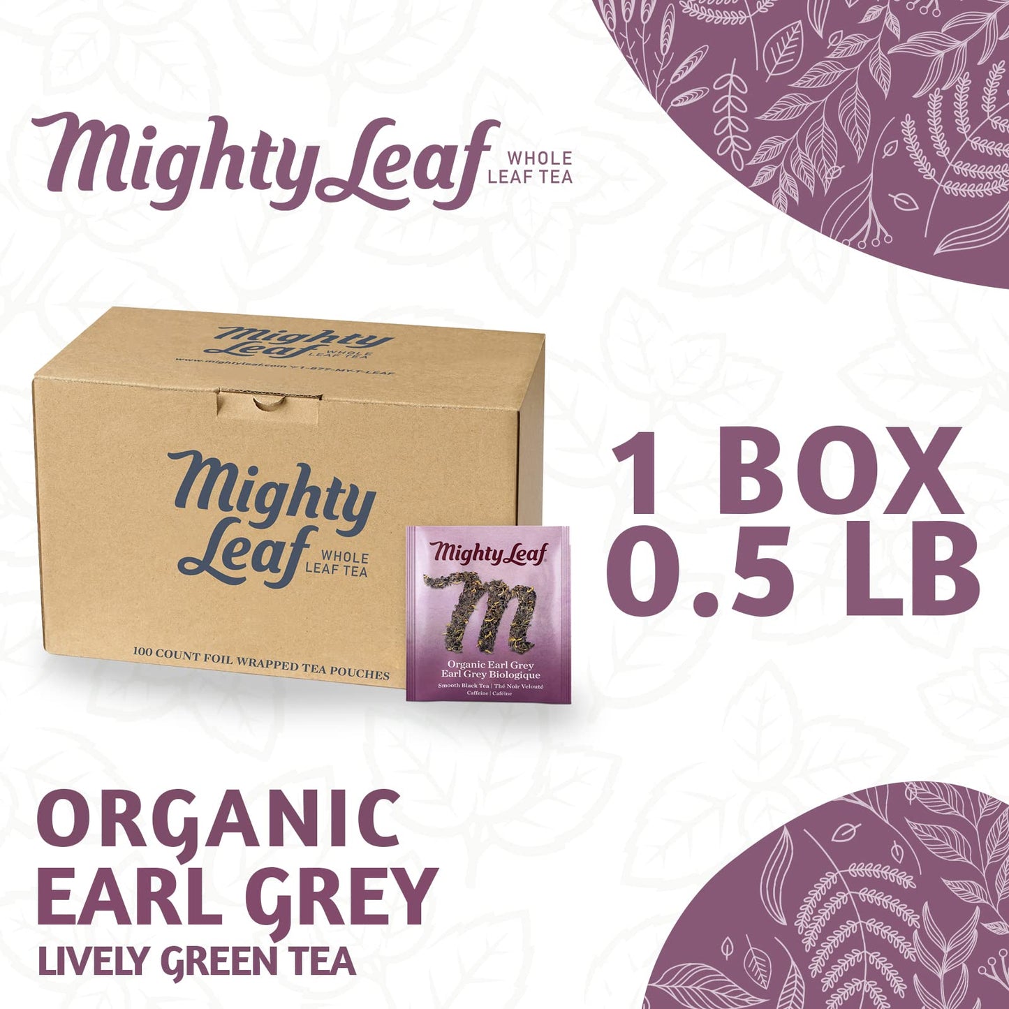 Mighty Leaf Organic Earl Grey Tea, 100 Tea Pouches, 100 Count