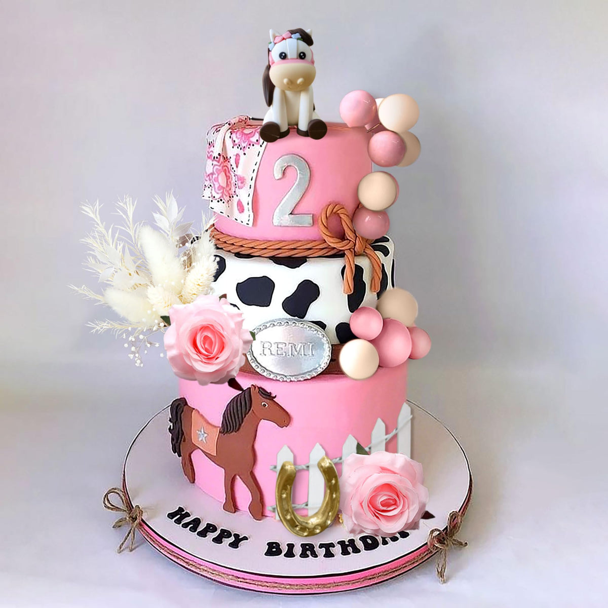 JeVenis Boho Horse Cake Decoration, Plastic Cowgirl Cake Topper, Small, White