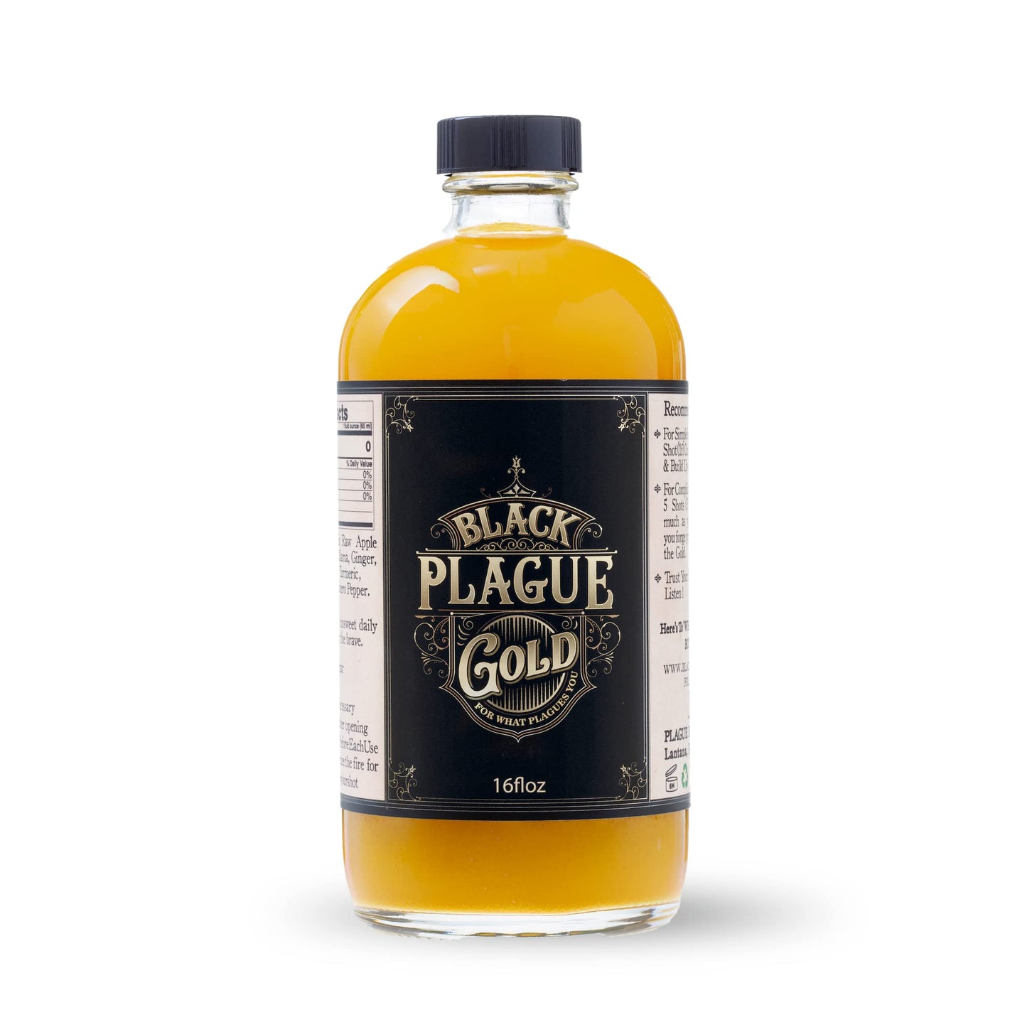 BLACK PLAGUE GOLD Fire Cider Elixir - Raw Apple Cider Vinegar, Small Batch, Sugar-Free, 16 Fl Oz