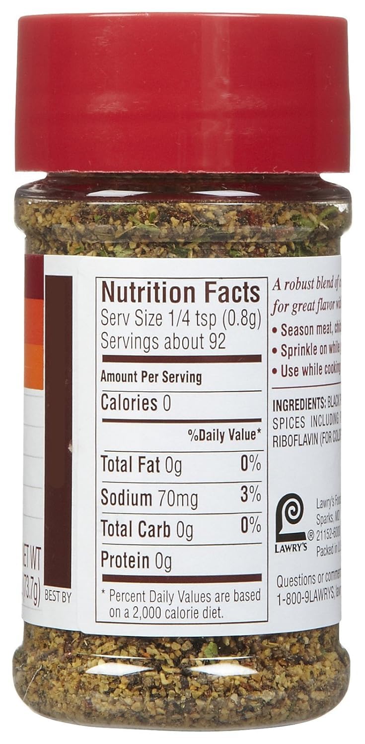 Lawry's Garlic Pepper, 2.6 oz (Pack of 12)