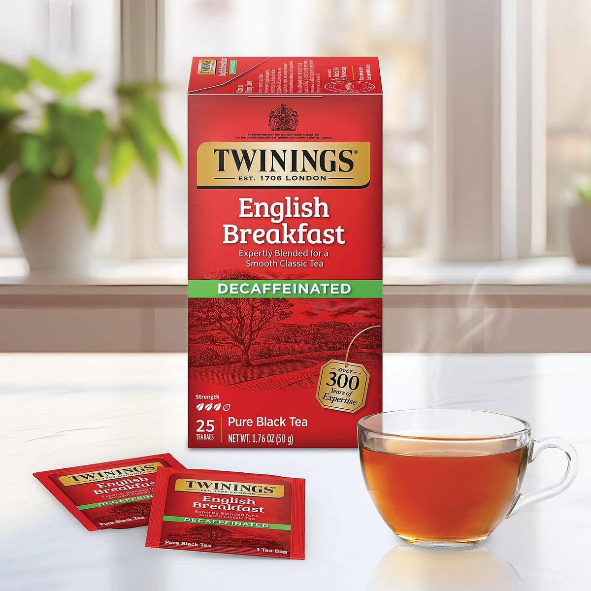 Twinings Classics Naturally Decaffeinated English Breakfast Tea -- 25 Count (Pack Of 1)